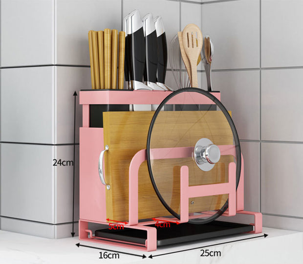 Multi-purpose Pot Cover Cutting Board Storage Rack Chopsticks Spoon Knives