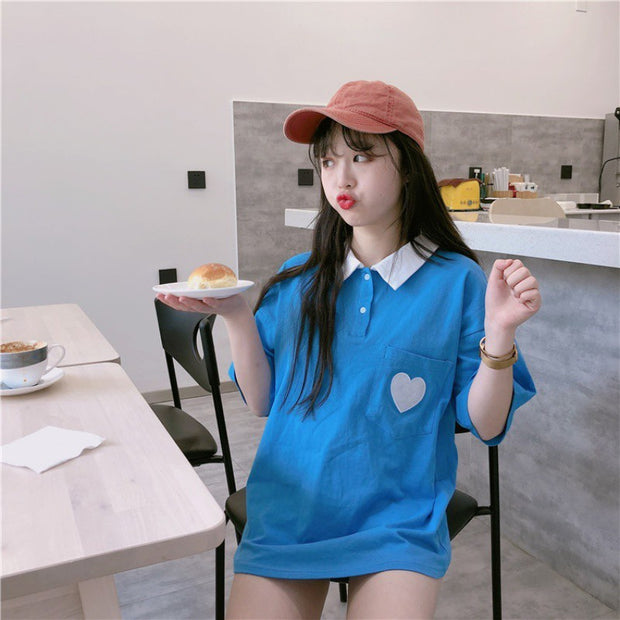 Loose Top Short-Sleeved T-Shirt Love POLO Shirt