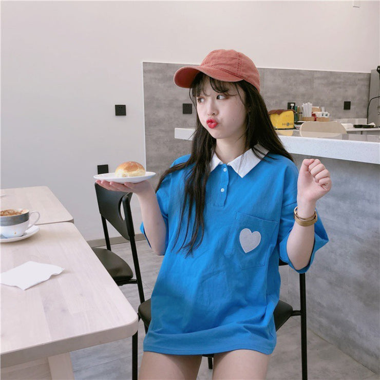 Loose Top Short-Sleeved T-Shirt Love POLO Shirt