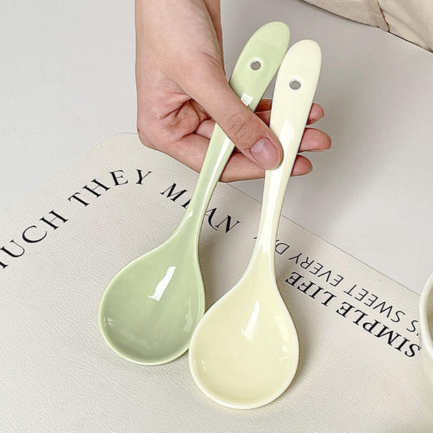 Spoon Ceramic Spoon Long Handle Noodle Spoon Porridge Spoon Spoon Soup Spoon