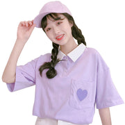 Loose Top Short-Sleeved T-Shirt Love POLO Shirt