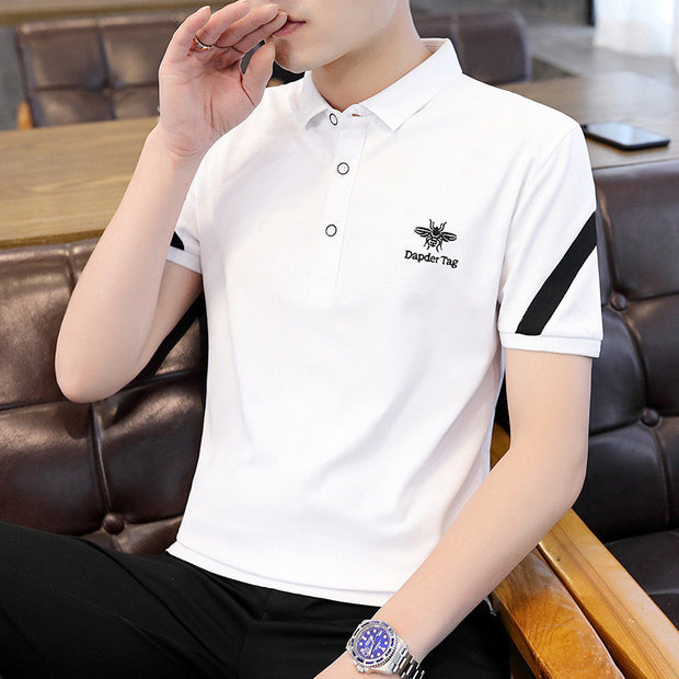 Polo Shirt Men's Slim Casual Short-sleeved T-shirt Lapel Top