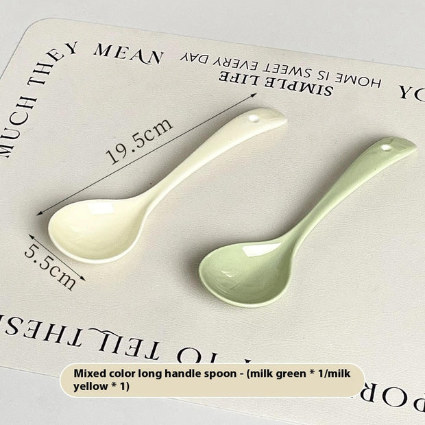 Spoon Ceramic Spoon Long Handle Noodle Spoon Porridge Spoon Spoon Soup Spoon