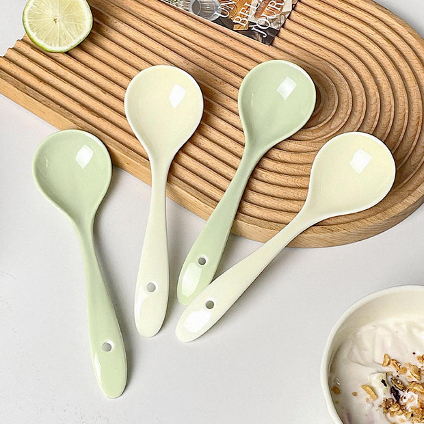 Spoon Ceramic Spoon Long Handle Noodle Spoon Porridge Spoon Spoon Soup Spoon