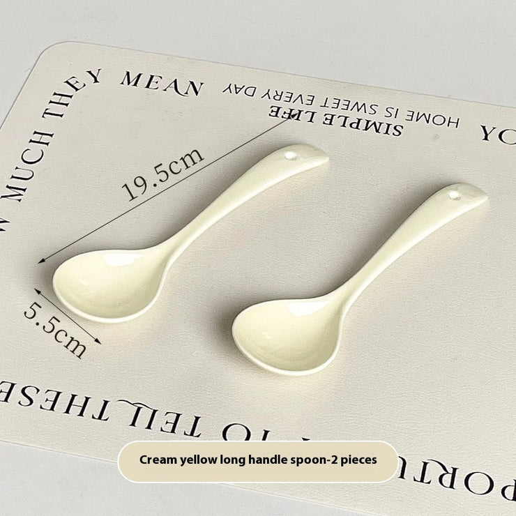 Spoon Ceramic Spoon Long Handle Noodle Spoon Porridge Spoon Spoon Soup Spoon