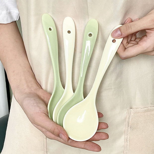 Spoon Ceramic Spoon Long Handle Noodle Spoon Porridge Spoon Spoon Soup Spoon