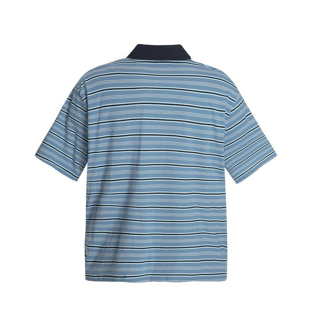 Vintage Stripe Short-sleeved Polo Shirt Loose Top
