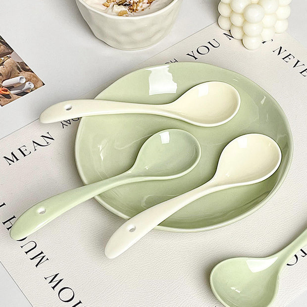 Spoon Ceramic Spoon Long Handle Noodle Spoon Porridge Spoon Spoon Soup Spoon