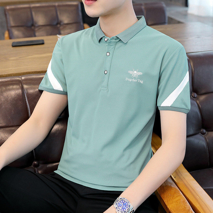 Polo Shirt Men's Slim Casual Short-sleeved T-shirt Lapel Top