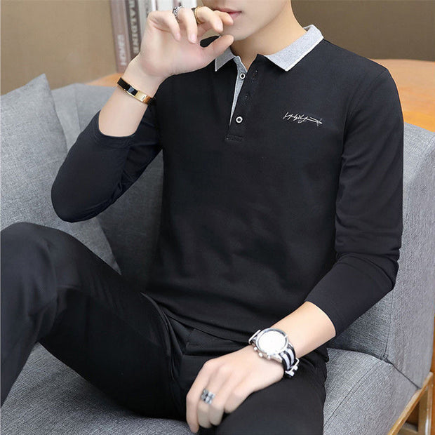 Polo Shirt Men's Long-sleeved T-shirt Top  Men's Clothing
