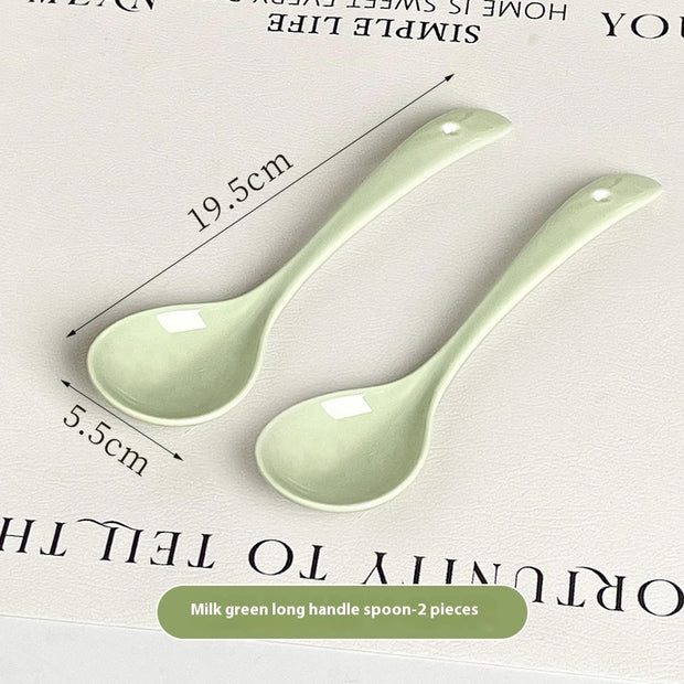 Spoon Ceramic Spoon Long Handle Noodle Spoon Porridge Spoon Spoon Soup Spoon